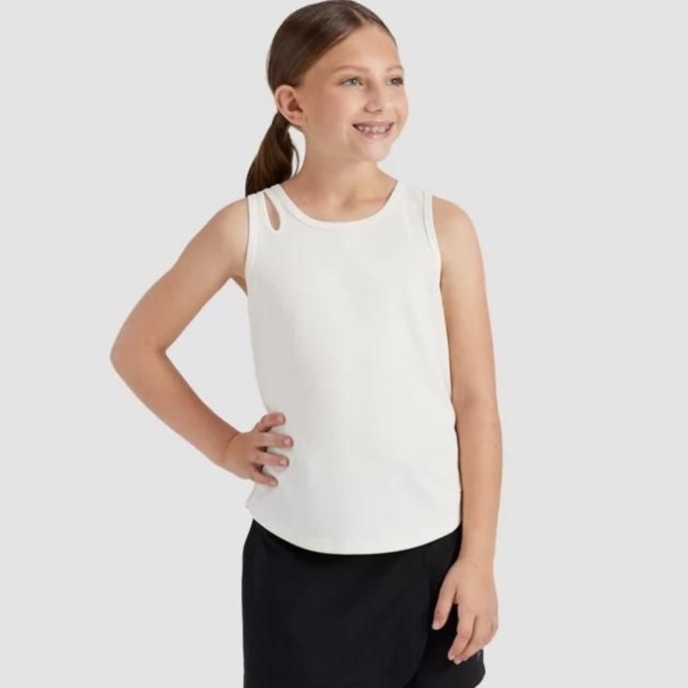 White Fitted Sleeveless Tank Top girls size small